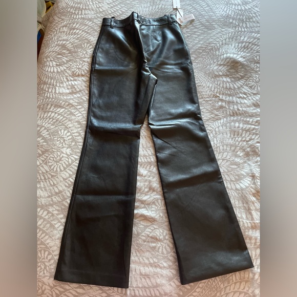 NWT Babaton Publish Black Faux Leather Wide Leg Pants - Picture 3 of 8